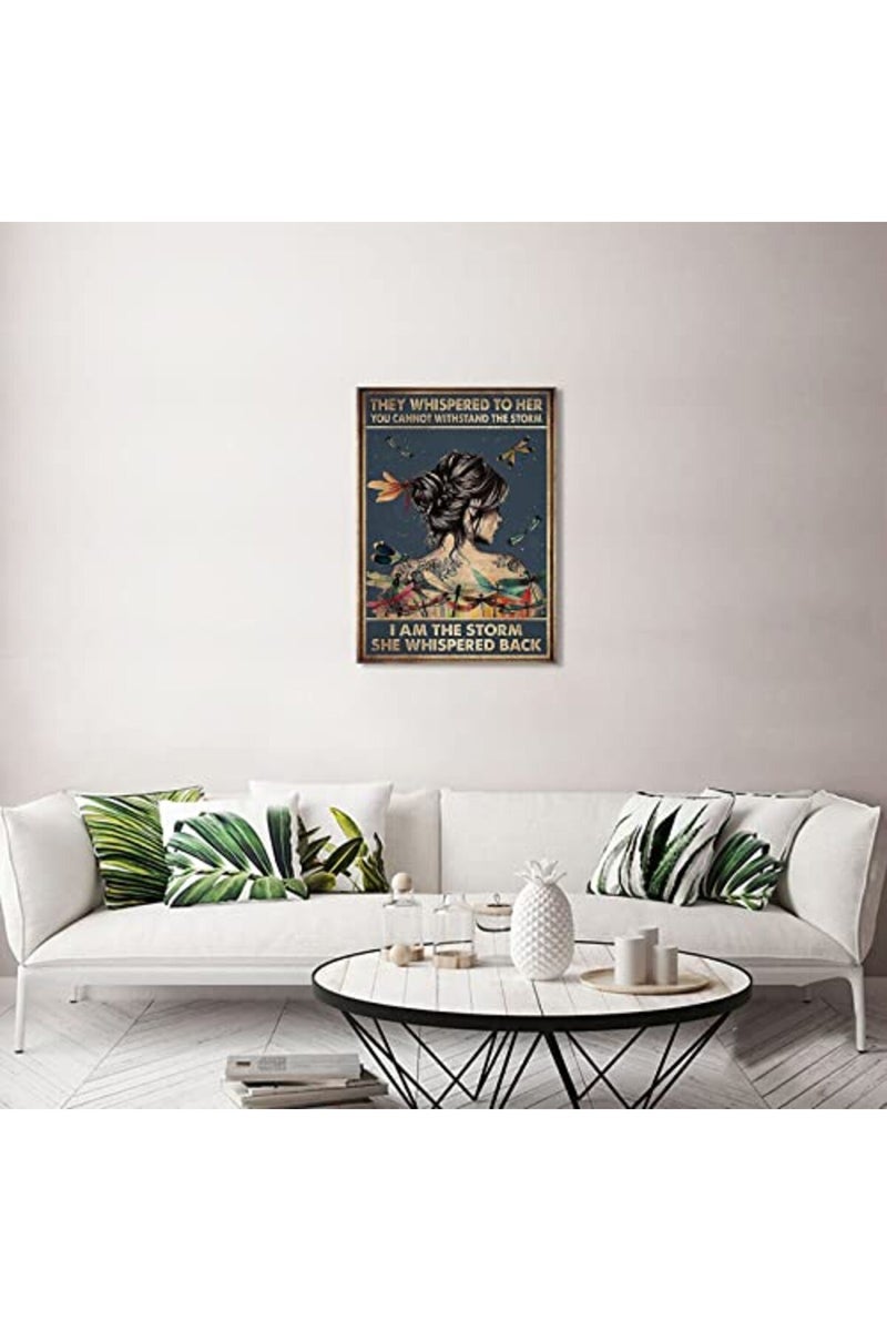 KAWAHONE Inspirational Quote Wall Art, Print Butterflies Girl They Whispered to Her You Cannot Withstand The Storm Back Dragonflies Motivational Poster for Home Office Wall Decor, 12x18inch - Image 5