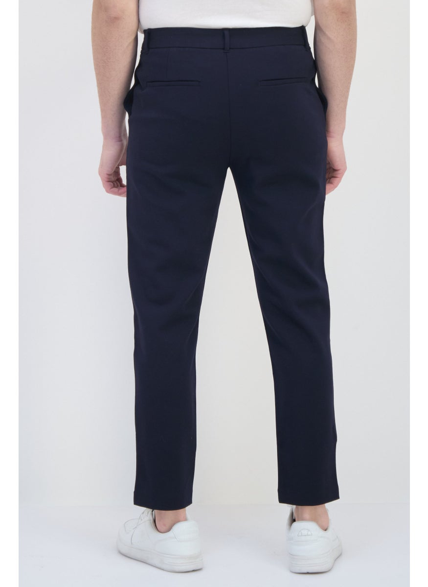 Selected Homme Men Tapered Fit Solid Dress Pants, Navy  - Image 3