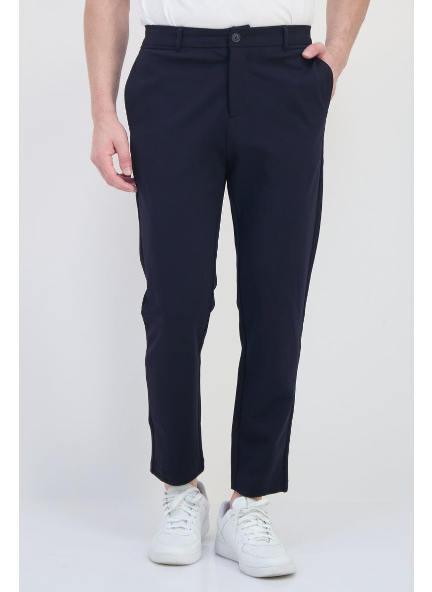 Selected Homme Men Tapered Fit Solid Dress Pants, Navy  - Image 1