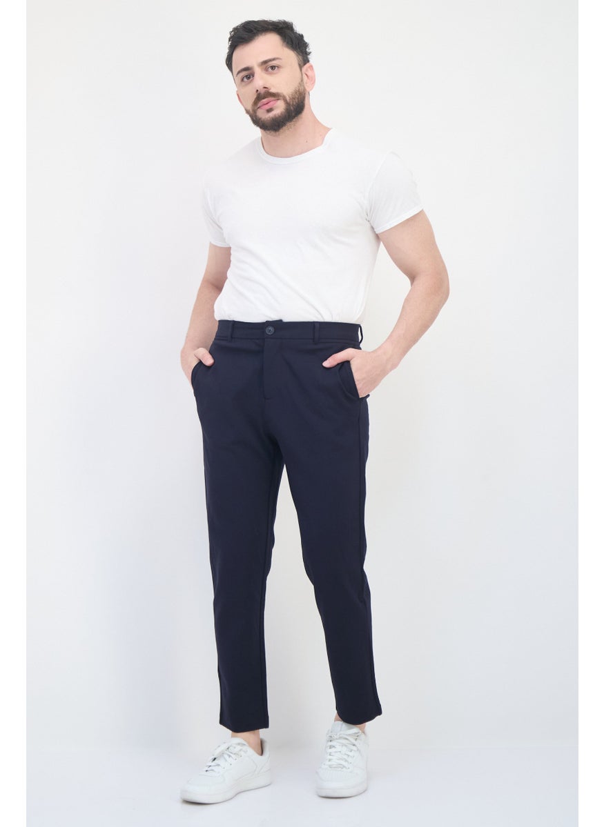 Selected Homme Men Tapered Fit Solid Dress Pants, Navy  - Image 4