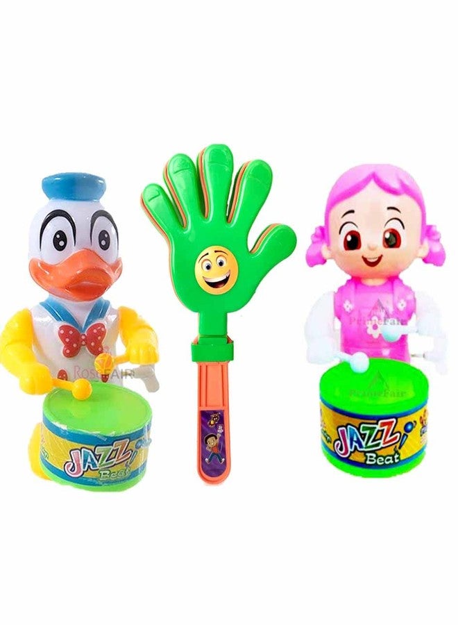 ROSEFAIR Key Operated Cute Drummer Toy with Noisemakers Favors Concert Party Cheering Props Children clap clap Your Hands Small Hands Clapping Toys for Kids (PROPS-DUCK-PINK-03) - Image 1