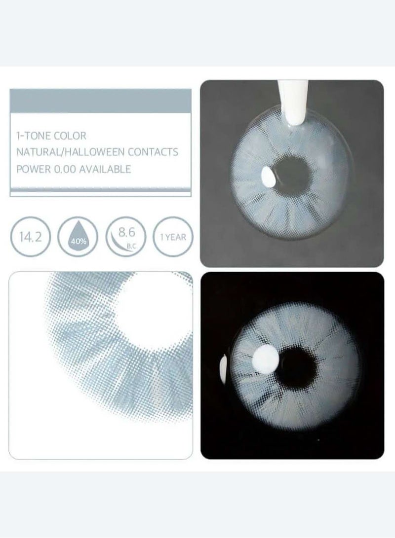 Unibling Meta Blue Yearly Colored Contact Lenses, Unisex Cosmetic Contact Lenses, Enlargement Collection, Light Blue, With Case - Image 5