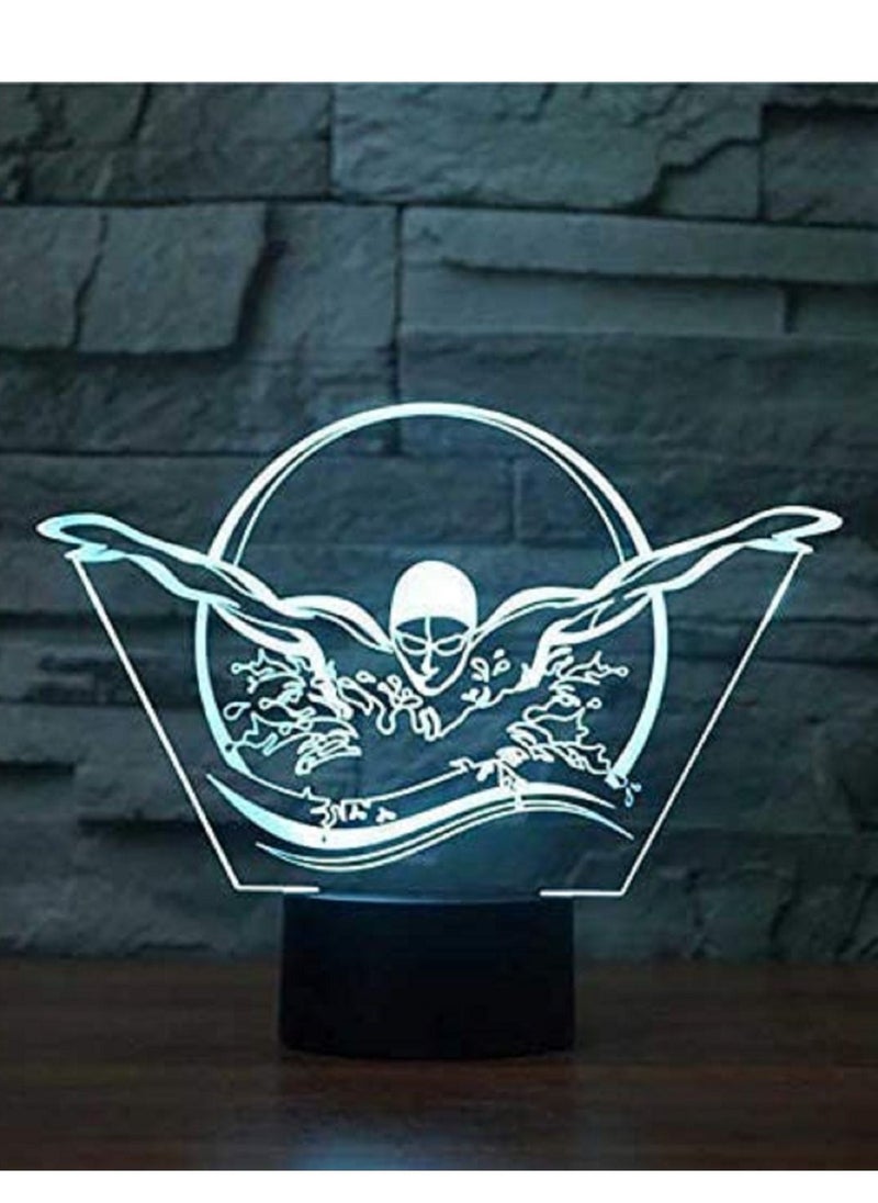 althiqahkey - Multicolour 3D LED Night Light Figure Swimming Modelling Nightlight USB Colorful Visual LED Table Lamp Touch Button Sleep Light 16 Colors Remote Control - Image 1