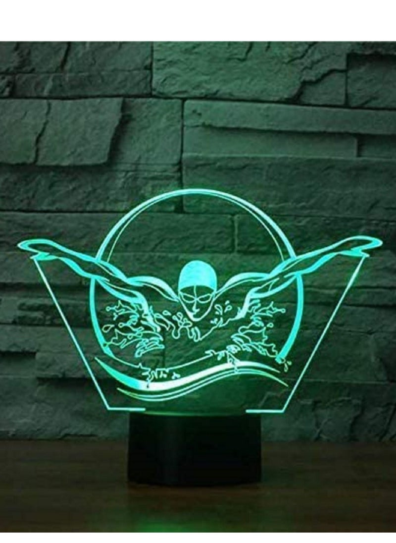 althiqahkey - Multicolour 3D LED Night Light Figure Swimming Modelling Nightlight USB Colorful Visual LED Table Lamp Touch Button Sleep Light 16 Colors Remote Control - Image 1