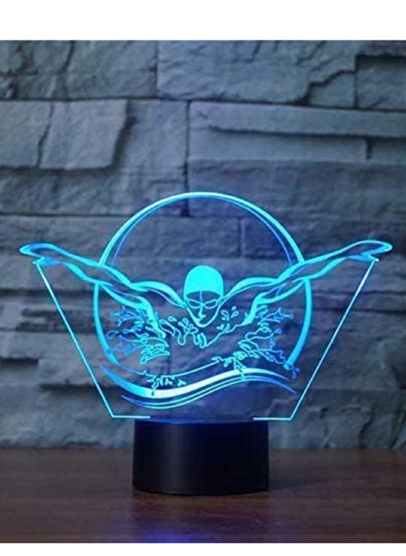 althiqahkey - Multicolour 3D LED Night Light Figure Swimming Modelling Nightlight USB Colorful Visual LED Table Lamp Touch Button Sleep Light 16 Colors Remote Control - Image 1