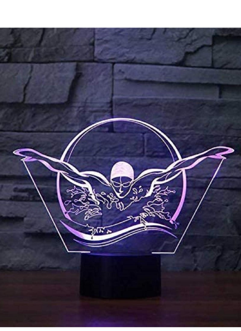 althiqahkey - Multicolour 3D LED Night Light Figure Swimming Modelling Nightlight USB Colorful Visual LED Table Lamp Touch Button Sleep Light 16 Colors Remote Control - Image 1