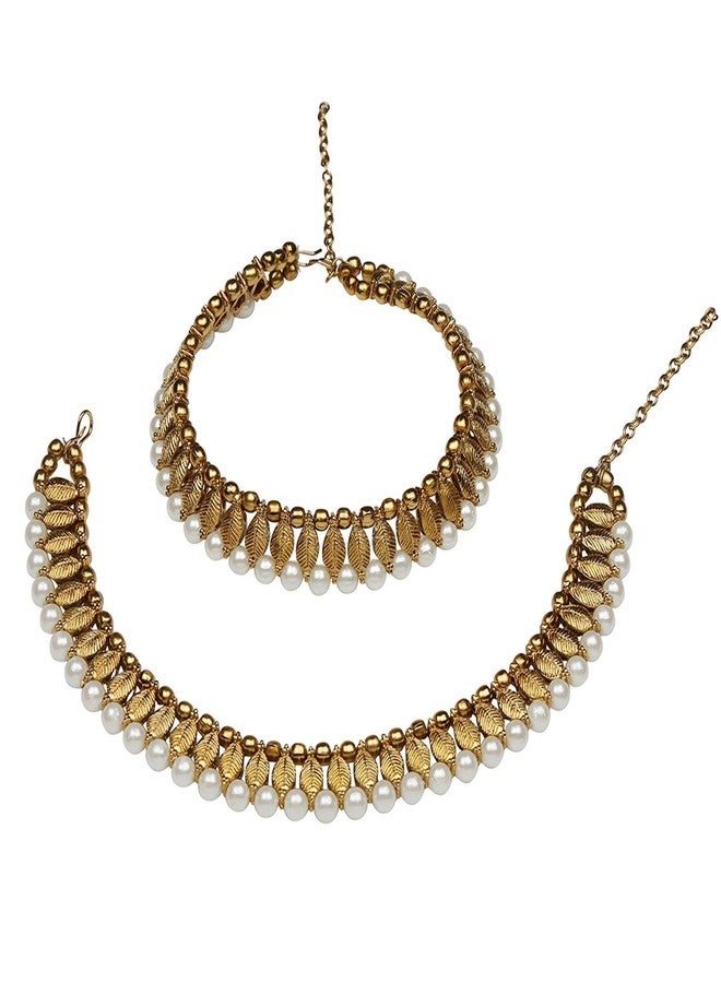 Efulgenz Indian Anklets for Women Bollywood Faux Pearl Anklet Indian Oxidized Anklets Jewelry Wedding Bridal Bracelets Set Payal for Women - Image 1