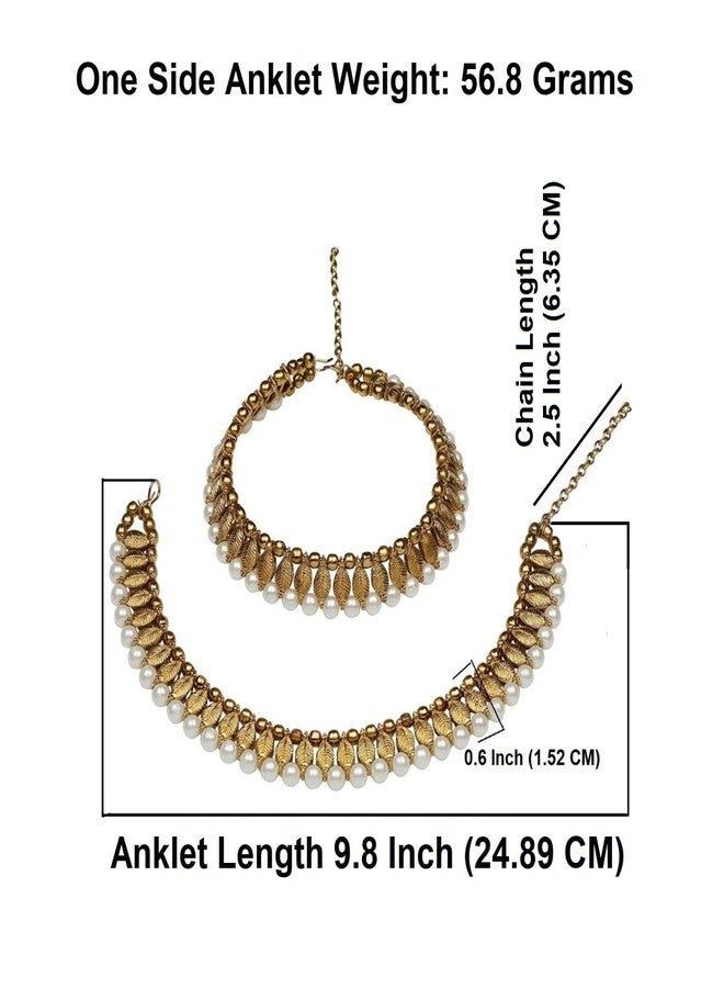 Efulgenz Indian Anklets for Women Bollywood Faux Pearl Anklet Indian Oxidized Anklets Jewelry Wedding Bridal Bracelets Set Payal for Women - Image 4
