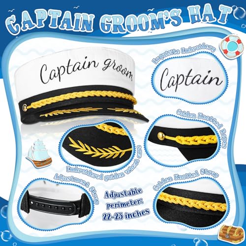 JaGely 3 Pcs Captain Bachelor Party Accessories for Groom Set Include Groom Hat Sunglasses Sash for Bridal Shower(Vintage Style) - Image 5