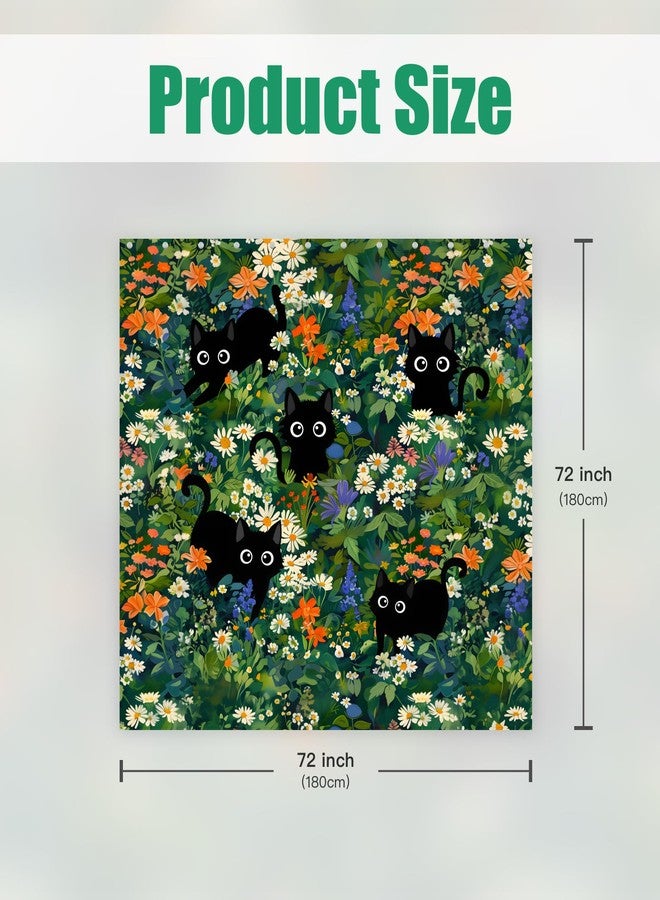 Stanoha Shower Curtain for Bathroom Stall Boho Modern Cute Aesthetic Decorative Girly Waterproof Unique Cats Flowers Girls Chic Print Design Teen Pretty Women Cortinas de Baño Bathtub 72 x72 Inch - Image 2
