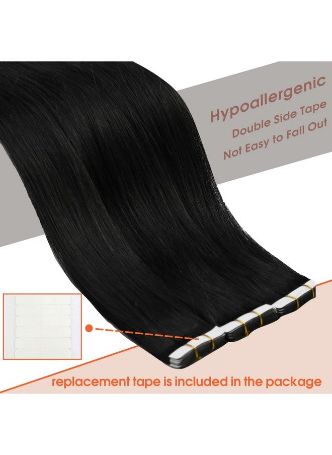 Sunny Hair 22 Inch Tape In Hair Extensions Human Hair Jet Black Tape In Hair Extensions Real Human Hair Invisible Tape In Hair Extensions For Women Black Hair Extensions Real Human Hair 50G 20Pcs  - Image 4
