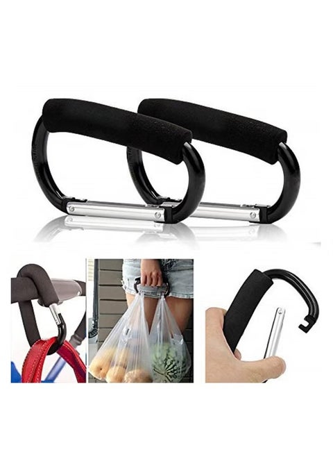 2PCS Shopping Bag Holder Handle Carrier Tool Multi Purpose Snap Hook Stroller Hook Set Organizer Accessories with Soft Foam Grip for Hanging