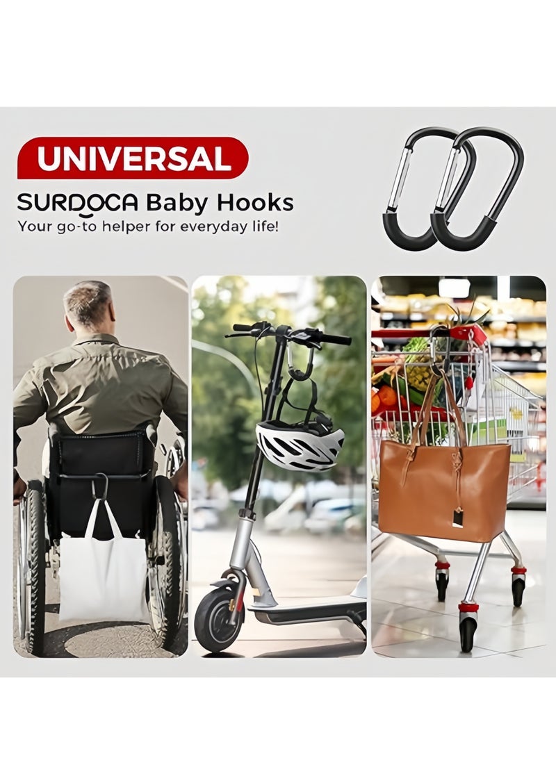 2PCS Shopping Bag Holder Handle Carrier Tool Multi Purpose Snap Hook Stroller Hook Set Organizer Accessories with Soft Foam Grip for Hanging  - Image 3
