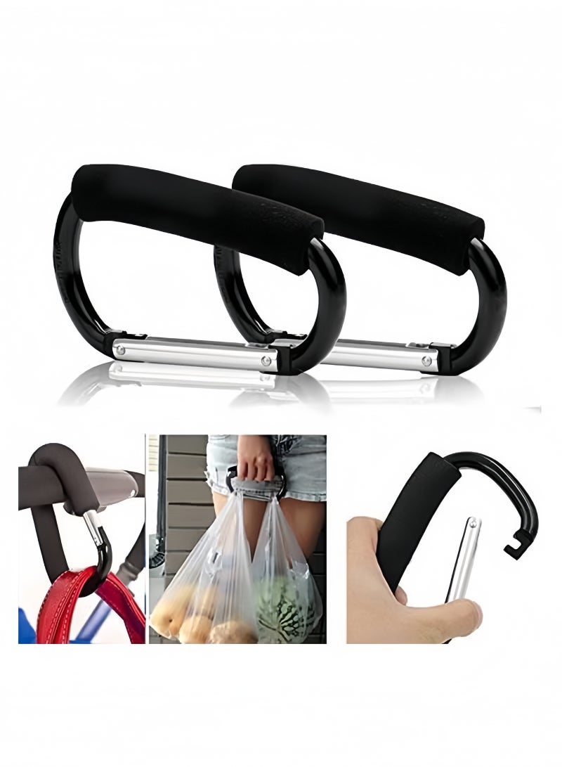 2PCS Shopping Bag Holder Handle Carrier Tool Multi Purpose Snap Hook Stroller Hook Set Organizer Accessories with Soft Foam Grip for Hanging  - Image 1