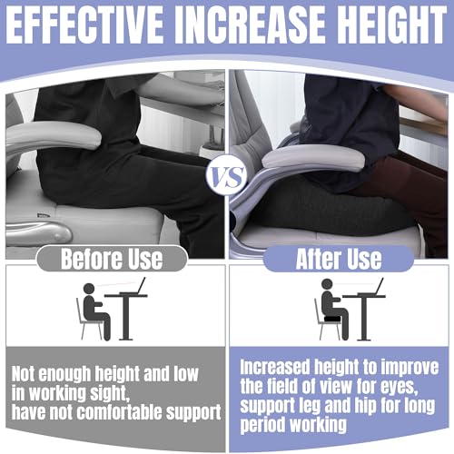 HOMBYS Extra Thick Chair Cushions for Office6 in Breathable Adult Booster Seat for CarCar Seat Cushion to Raise Seat HeightShredded Memory Foam Desk Chair Cushion for Long SittingBlack - Image 3