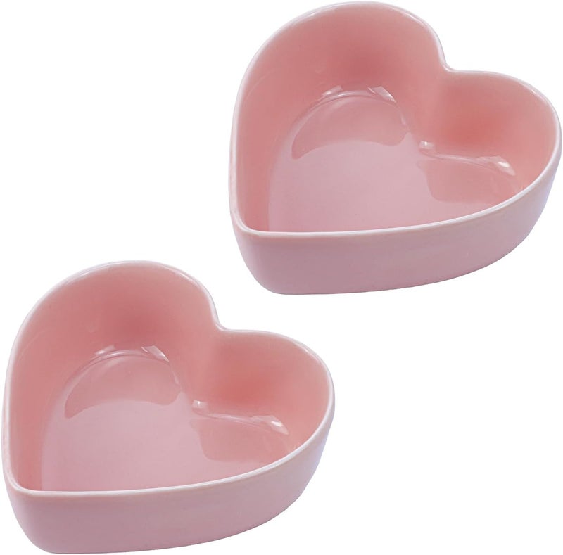 WAIT FLY 2pcs Heart-Shaped Bowls for Salad Soup Snack Dessert Household Cooking Bowls for Home Kitchen, Pink - Image 1