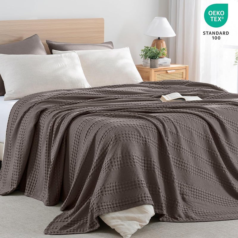 PHF Cooling Waffle Blanket Queen Size, Lightweight 60% Rayon Derived from Bamboo & 40% Cotton Breathable Blanket for Hot Sleepers, Soft and Luxury for Bed Couch and Sofa, 90"x90", Dark Grey - Image 4