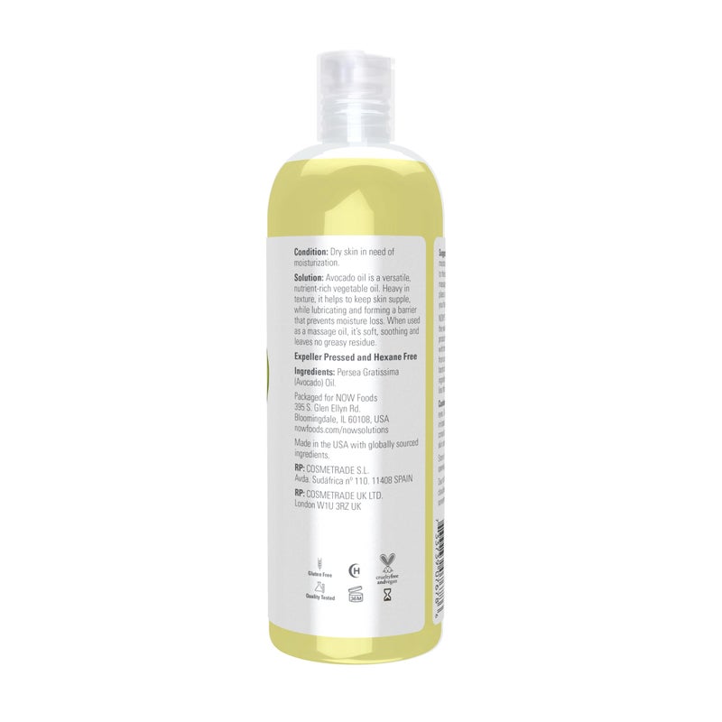 NOW Foods Solutions, Avocado Oil, 100% Pure Moisturizing Oil, Nutrient Rich and Hydrating, 16-Ounce - Image 2
