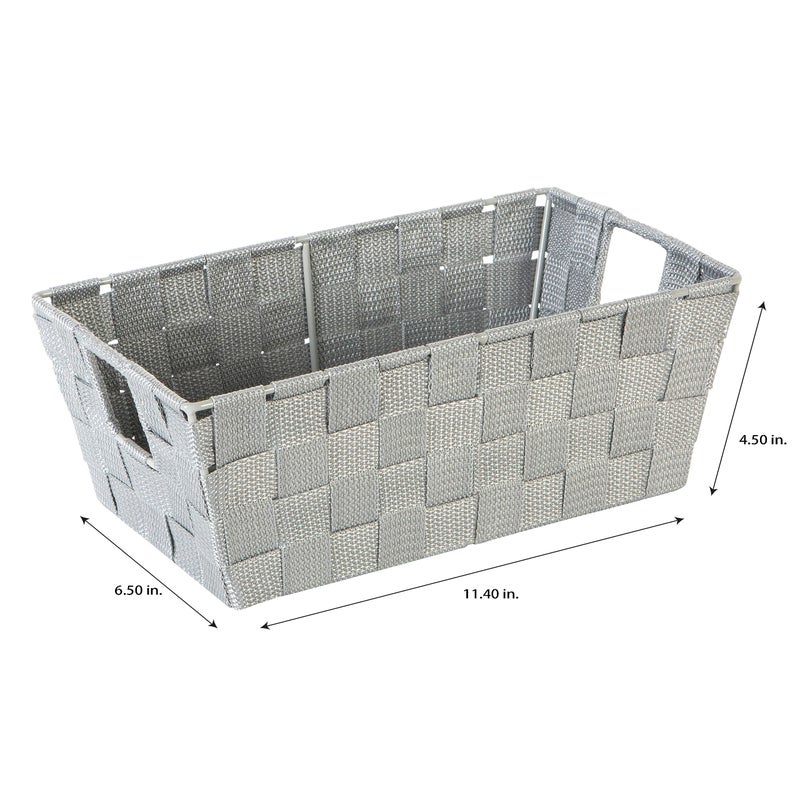 Simplify 2 Pack Small Woven Storage Shelf Basket | Organization | Bathroom | Accessories | Heather Grey - Image 5