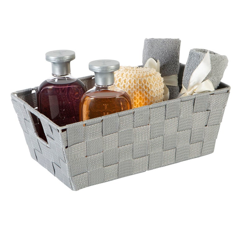 Simplify 2 Pack Small Woven Storage Shelf Basket | Organization | Bathroom | Accessories | Heather Grey - Image 4