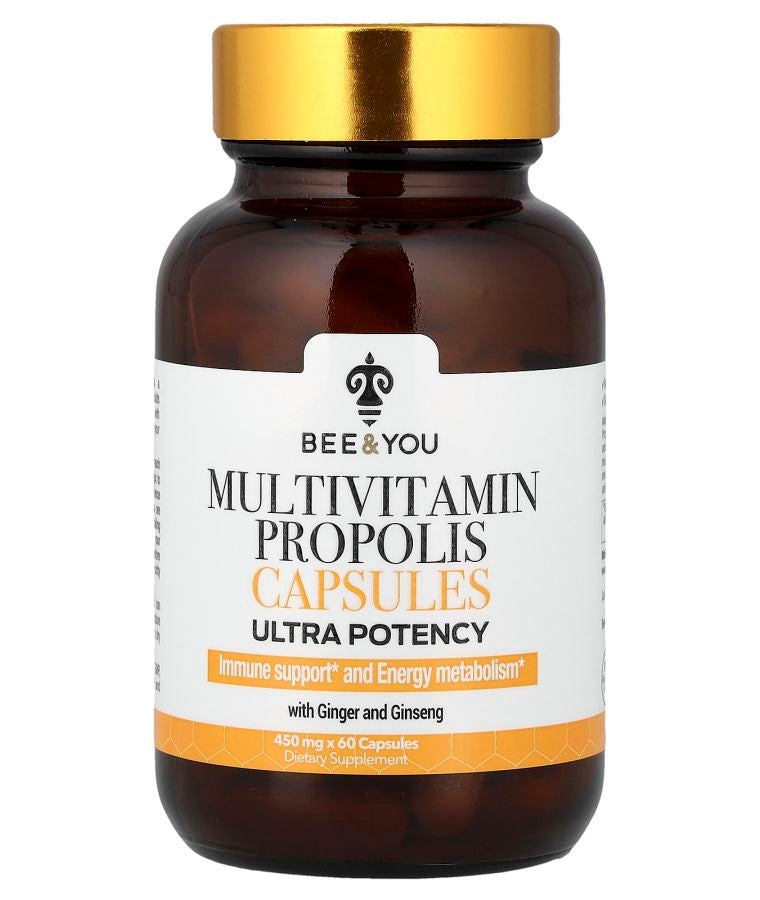 BEE & YOU Multivitamin Propolis Capsules with Ginger and Ginseng Ultra Potency 60 Capsules