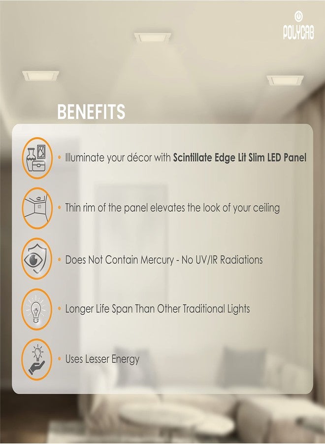 Polycab 6W LED Panel Light Scintillate Edge Slim Square Smart Offers Bright Lumination Long Lifespan No Harmful Radiation (Warm White, 3000K, 10 PCS, Cut Out: 3.93 inches) - Image 5