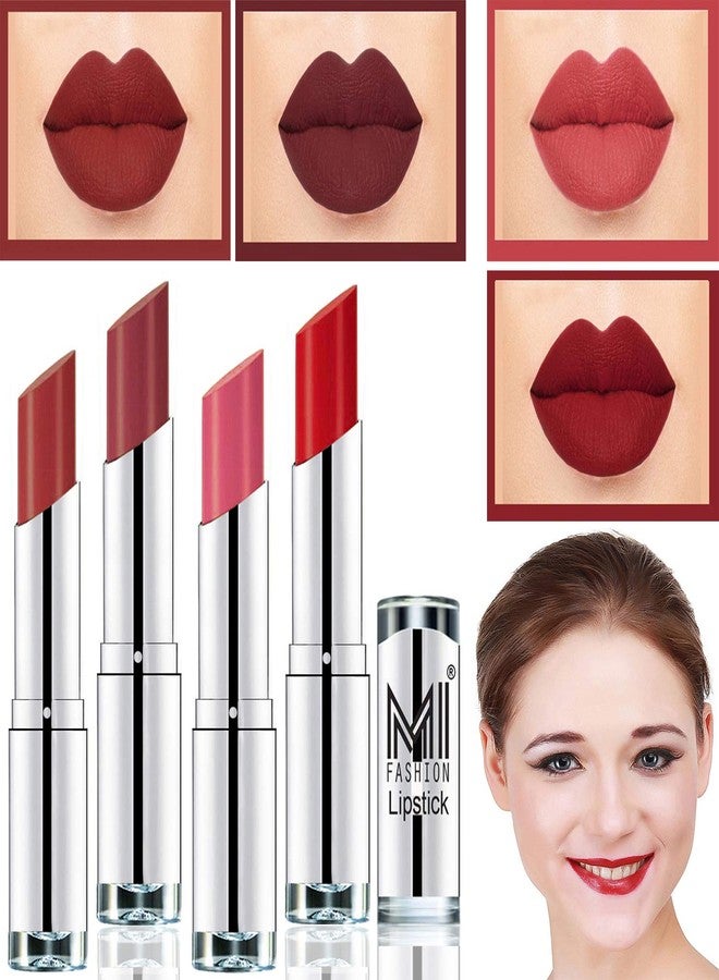 MI FASHION Red,Brown,Brick Red & Pink Wink Lipstick Combo by MI Fashion� - Image 1