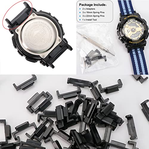 LIJINLAN Hard ABS Adapter Convert 16mm to 22mm Band Connection Adapter Fit for Casio G-Shock DW5600/GW5610/DW9052/GDF-100/GD110/GD120/GA100/GBX110 Accessory (ABS,Black) - Image 2