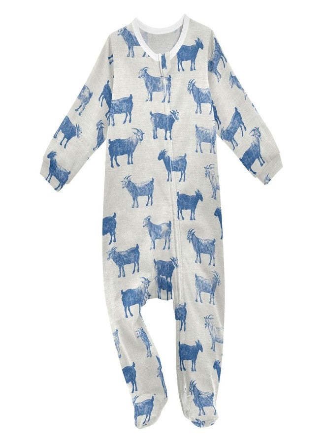 Dussdil French Farmhouse Goat Baby One-Piece Footies Newborn Rompers Pajamas Cotton Footed Pjs for Sleep Play Boys Girls 3M - Image 1