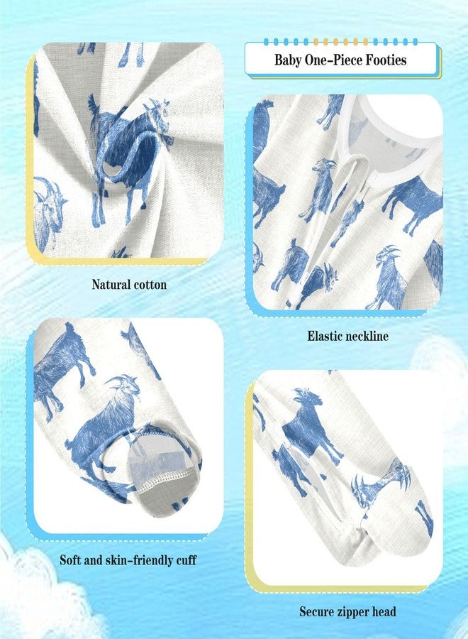 Dussdil French Farmhouse Goat Baby One-Piece Footies Newborn Rompers Pajamas Cotton Footed Pjs for Sleep Play Boys Girls 3M - Image 3