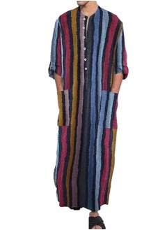 Sthxyfaith Mens Cotton Nightshirts, Long Sleeve Sleepwear Button Down Closure Comfy Nightgown with Pockets, Soft Loose Long Robe (Color : Style 3, Size : XXX-Large)  - Image 5