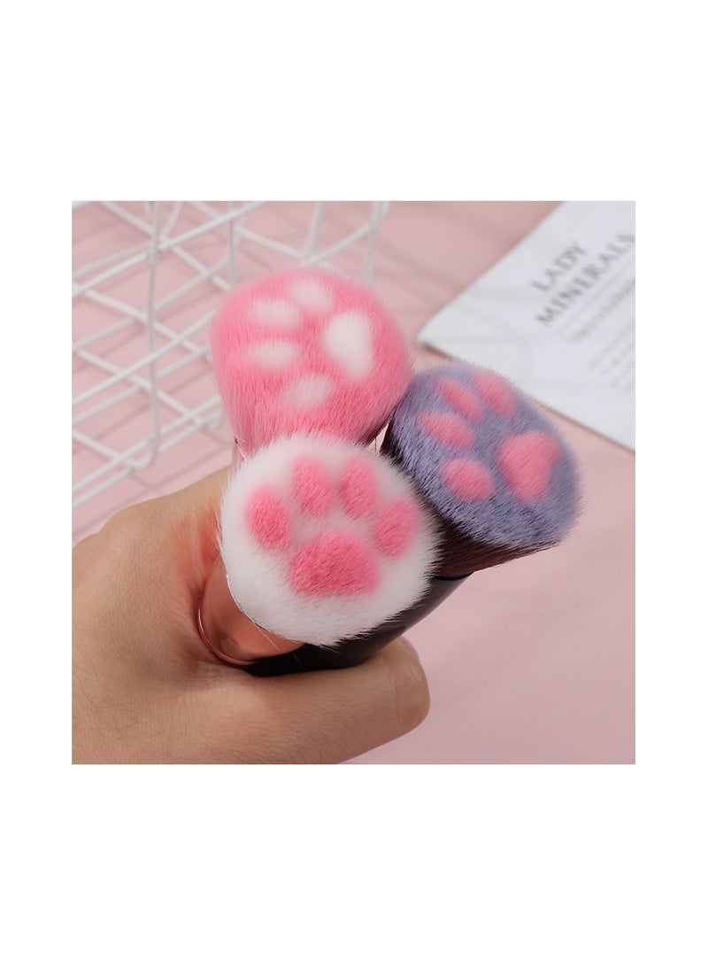 3 قطع فرش مكياج فرش تجميل مخلب قطة لطيف فرشاة أساس فرش بودرة فضفاضة فرش شعر ألياف مقبض بتش - Image 3