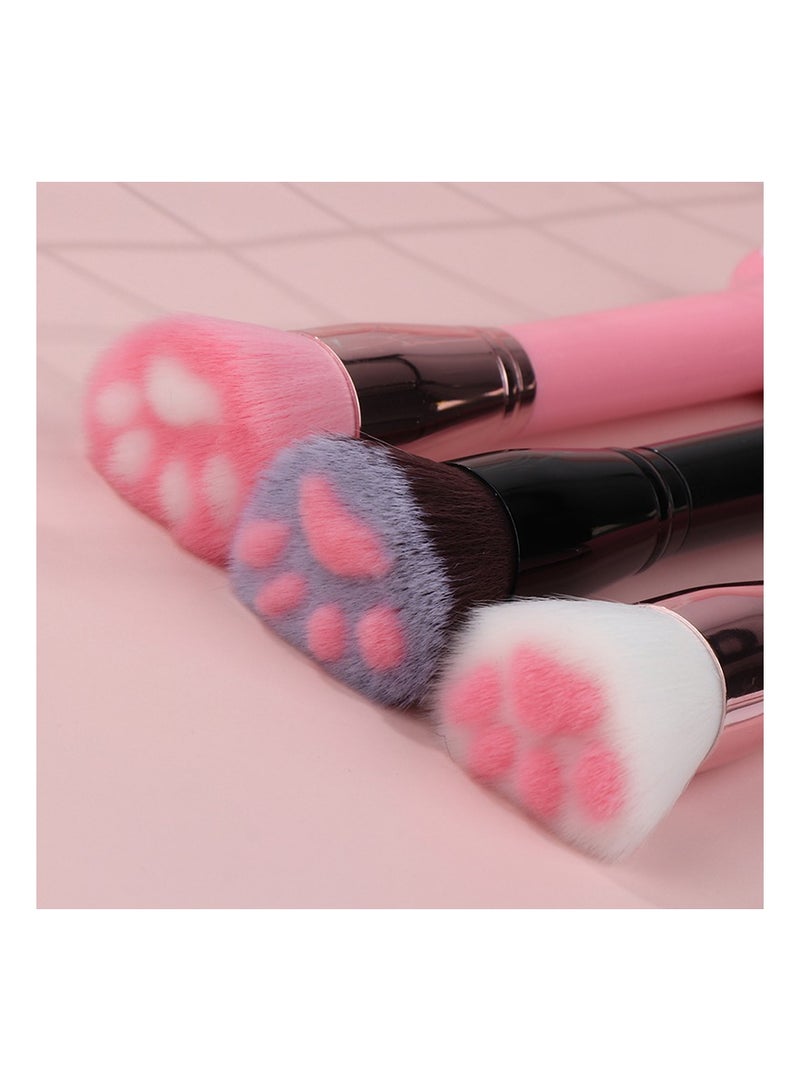 3 قطع فرش مكياج فرش تجميل مخلب قطة لطيف فرشاة أساس فرش بودرة فضفاضة فرش شعر ألياف مقبض بتش - Image 2