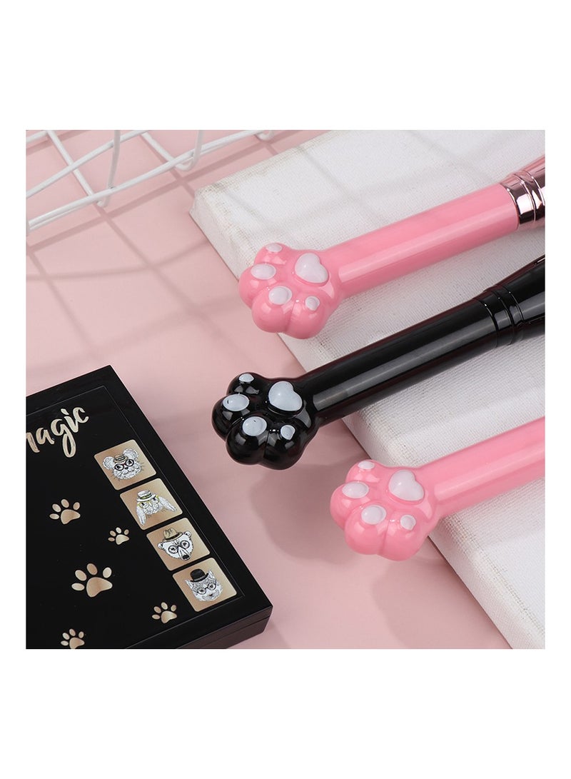 3 قطع فرش مكياج فرش تجميل مخلب قطة لطيف فرشاة أساس فرش بودرة فضفاضة فرش شعر ألياف مقبض بتش - Image 5