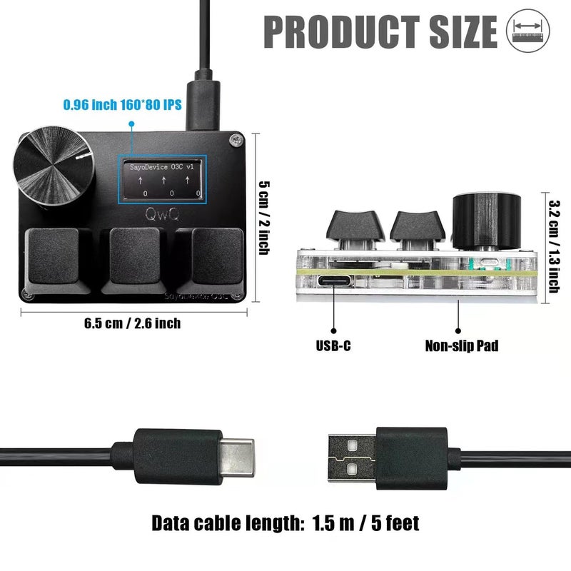 BTXETUEL SayoDevice O3C OSU Keyboard Rapid Trigger Hall Switches Magnetic Linear Switches Keyboard with Knob and Screen,Copy Paste,Shotcut,Macro Hotswap Mini Keypad.â€¦ - Image 3