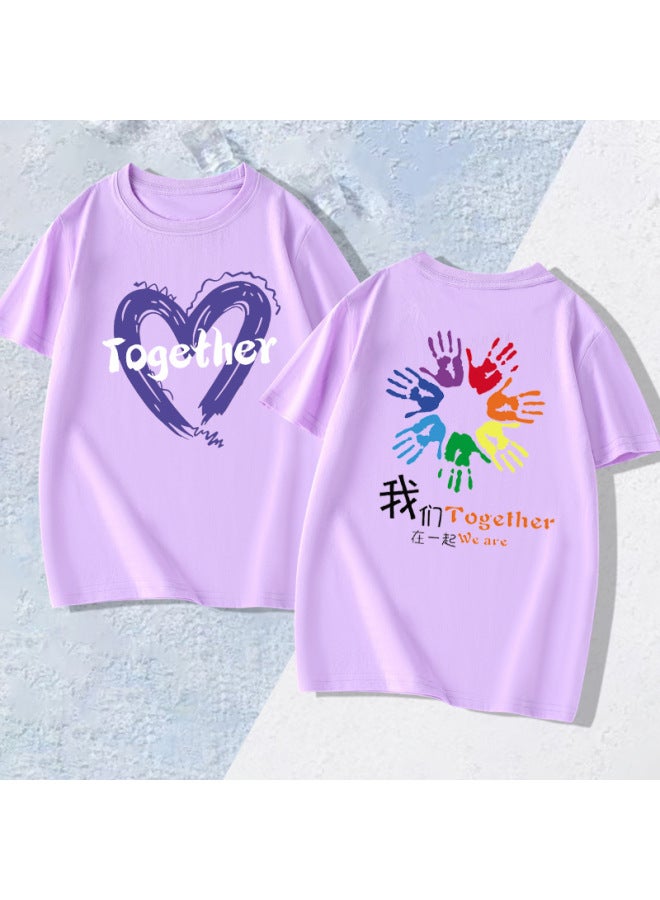 Seven-color Cotton Short-sleeved T-shirt Together Children's Top Kindergarten Parent-child Activity Primary And Secondary School Students' Class Clothes Summer