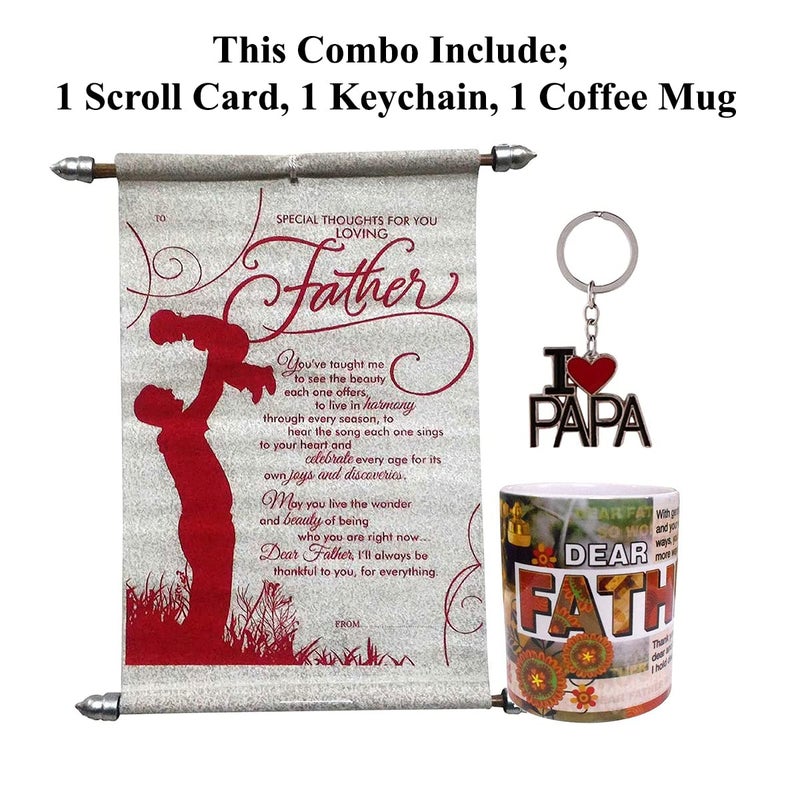 Natali Traders Gift for Father Combo of Coffee Mug with Scroll Card and I Love Papa Keychain Gift for Father on BirthdayAnniversary - Image 2