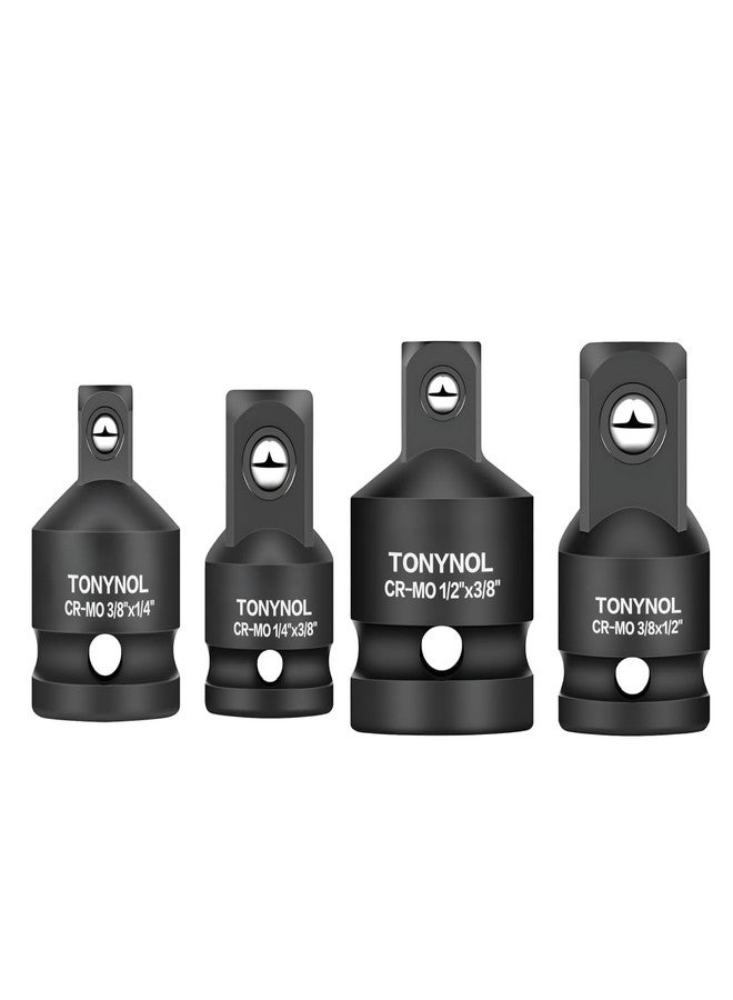 TONYNOL Impact Socket Adapter and Reducer Set,4pc,1/4", 3/8", 1/2" Drive Socket Adapter Set, Cr-Mo Steel,Enhances Impact Driver Conversions, For Auto and Construction Use. - Image 1