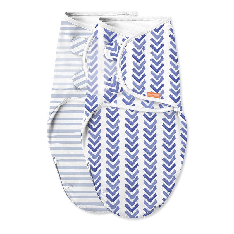 SwaddleMe Luxe Easy Change Swaddle – Size Small/Medium, 0-3 Months, 2-Pack (Water Color Indigo) - Image 1