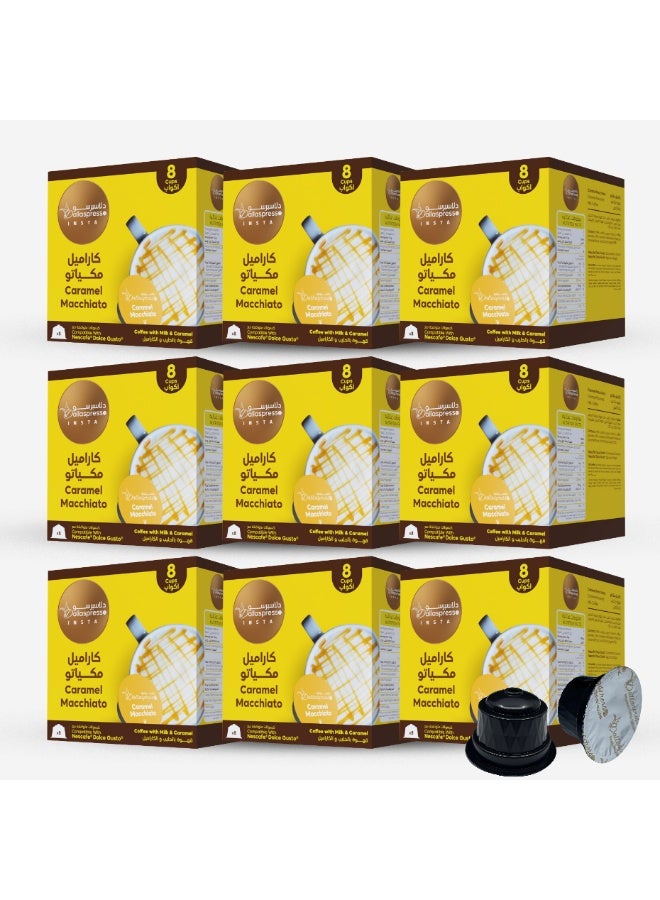 Dallaspresso Caramel Macchiato Capsules Pack of 9 – Dolce Gusto Compatible, Smooth & Creamy Coffee Blend - Image 1