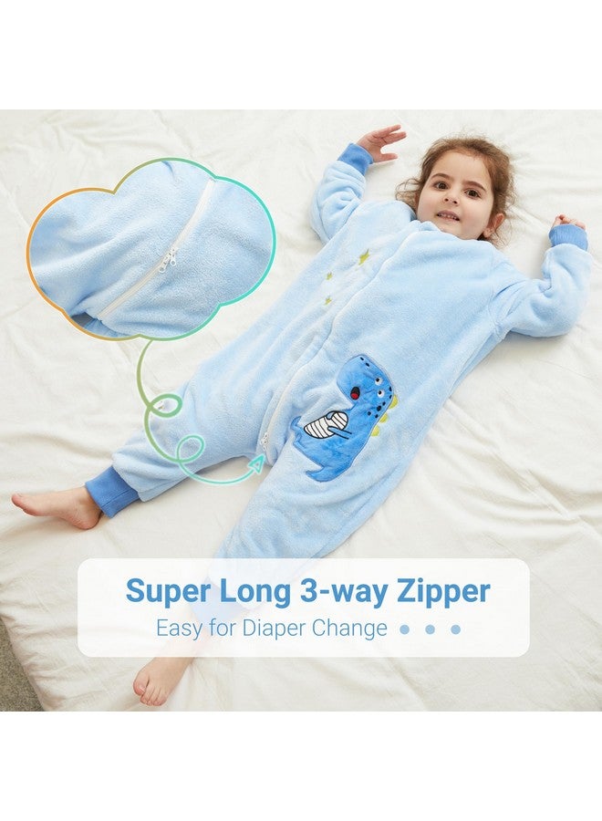 MICHLEY Flannel Baby Sleeping Bag Unisex Pajamas, Long Sleeve Zipper Wearable Sleeping Sack for Autumn Winter Boys Girls,Dinosaur,2-3T, Size 100 - Image 3