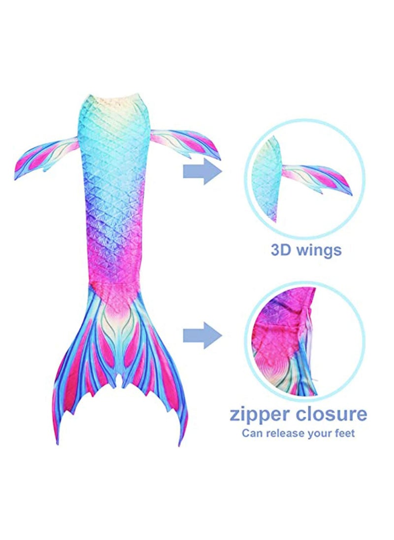 Cutie Cute Cute Mermaid Tail Swimsuit Set 3 Pcs for Toddler Big Girls Birthday Gift Without Fin(2-12 Years)  - Image 2