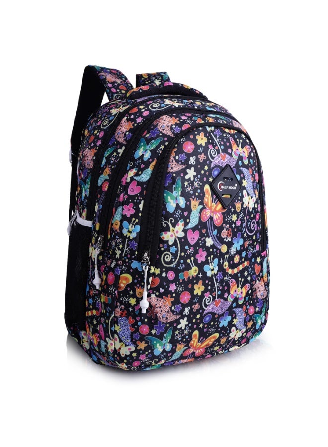 هاف مون Half Moon Spring 35L School Bags For Boys/School Bag For Girls | 4 Compartment Backpack For Men & Women | Water Resistant | 5 Zips Stylish And Trendy College Bag For Unisex (Black) - Image 1