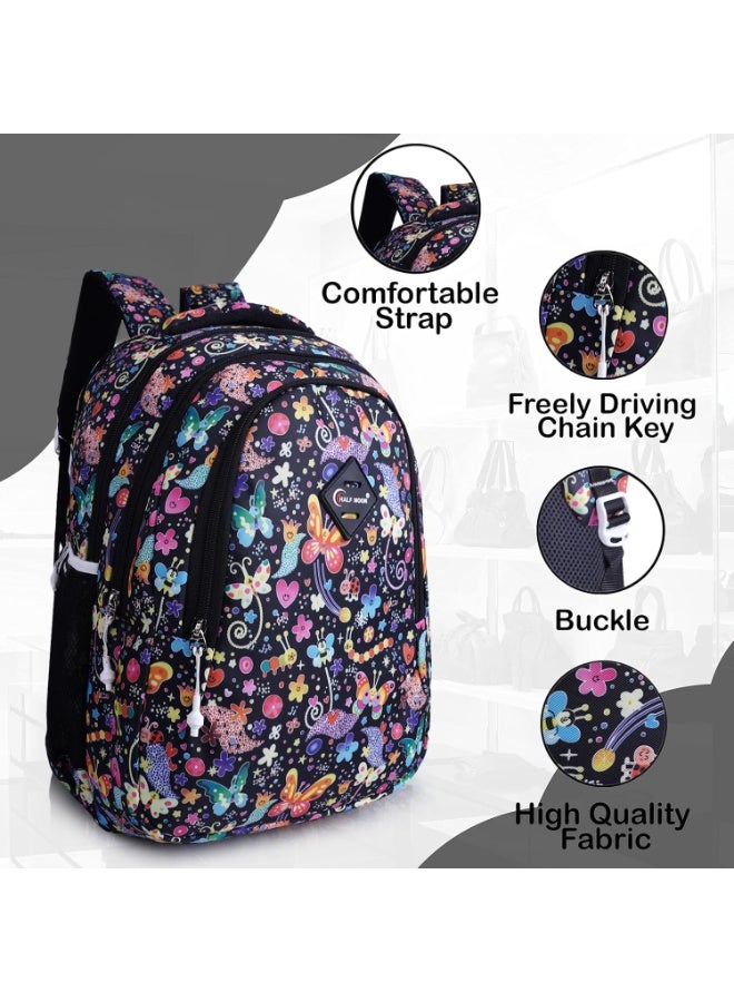 هاف مون Half Moon Spring 35L School Bags For Boys/School Bag For Girls | 4 Compartment Backpack For Men & Women | Water Resistant | 5 Zips Stylish And Trendy College Bag For Unisex (Black) - Image 5