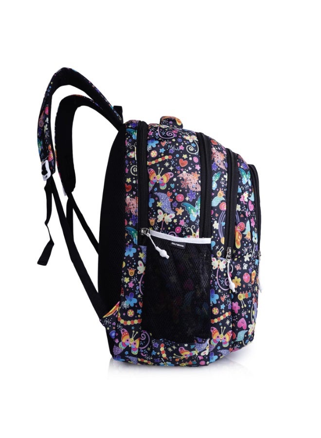 هاف مون Half Moon Spring 35L School Bags For Boys/School Bag For Girls | 4 Compartment Backpack For Men & Women | Water Resistant | 5 Zips Stylish And Trendy College Bag For Unisex (Black) - Image 4