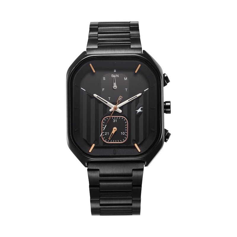 Fastrack Fleek Quartz Multifunction Black Dial Black Stainless Steel Strap Watch for Guys - NT3270NM01 - Image 4