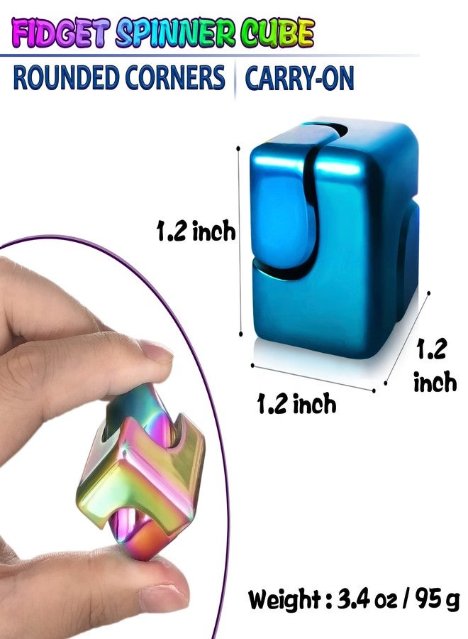 Dr.Kbder 2pc Fidget Spinner Toys Cube Adults, Easter Basket Stuffers for Teens Metal EDC Cool Desk Gadgets Office Toys Small Anxiety Figette Sensory Toy, ADHD Tool Fingears Figet Stress Valentine Gift for Boy - Image 2