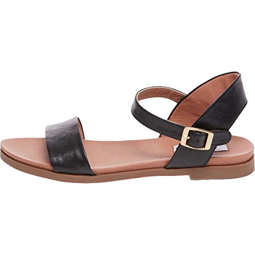Steve Madden womens Dina Flat Sandal, Black Leather, 8.5 US - Image 3