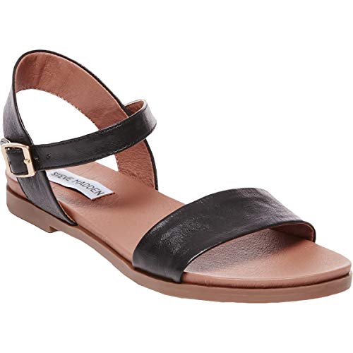 Steve Madden womens Dina Flat Sandal, Black Leather, 8.5 US - Image 4