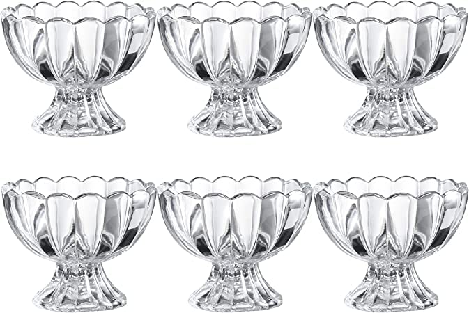 ezalla Glass Ice Cream BowlsClassic Salad Dessert Serving BowlsEuropean Crystal Clear Dessert Bowls Round Solid Glass Ice Cream Bowl Crystal Clear 120 ml 6 pcs - Image 1